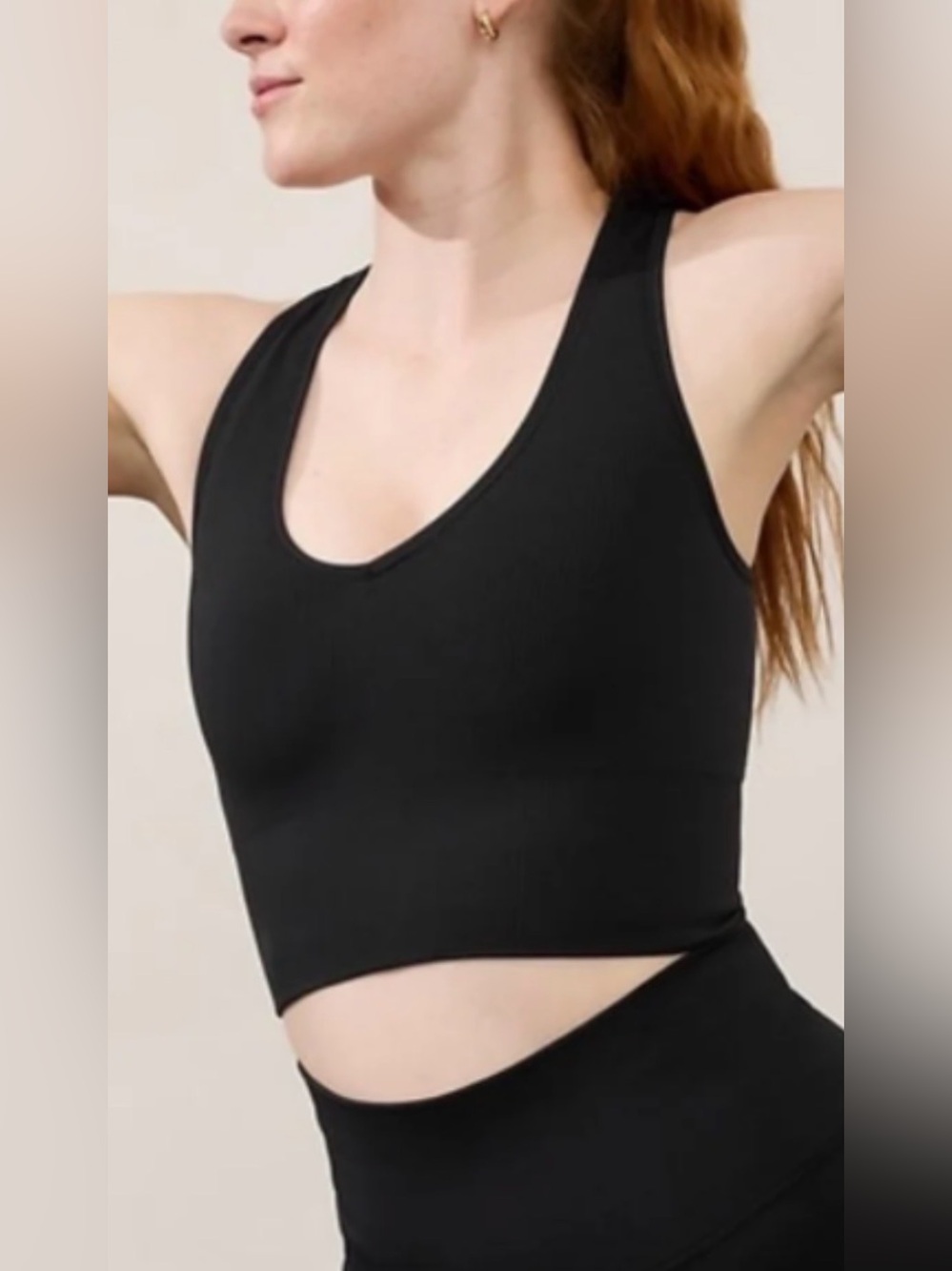 Athleta Aurora Cropped Rib Tank Camisole, Black, sz S